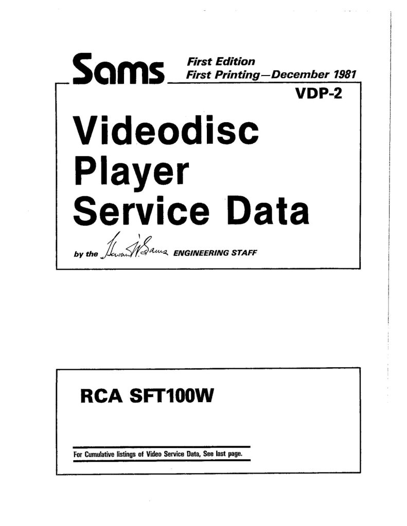 RCA-SFT-100W EN Service Manual Scan (Instant Download)
