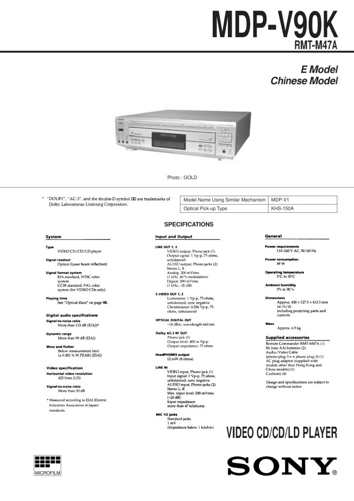 MDP-V90K-EN Scan Manual (Instant Download)