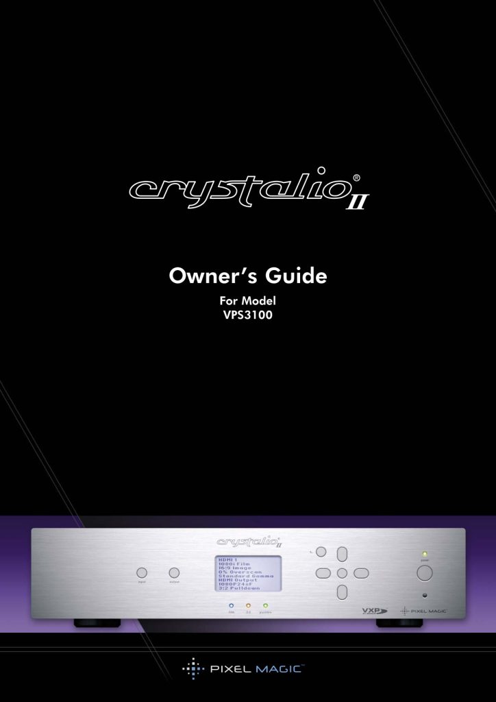 Crystalio II - VPS3100 Owner Guide (Instant Download)