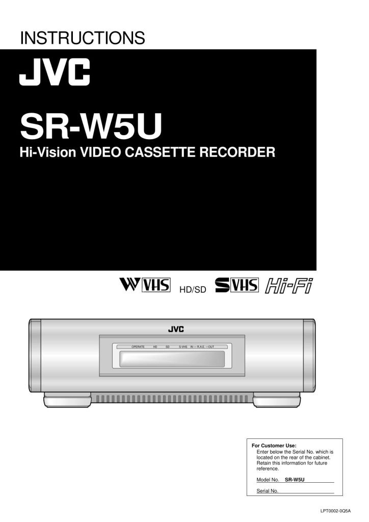 JVC SR-W5U W-VHS Instructions EN (Instant Download)
