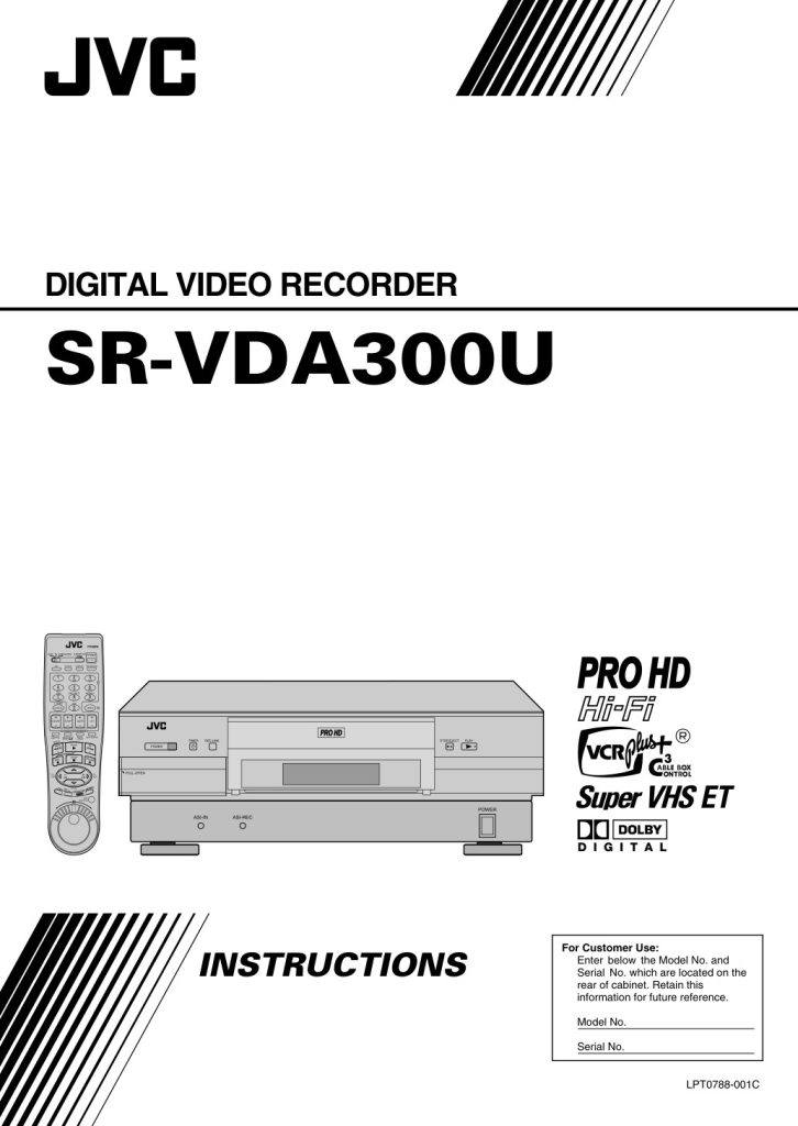 JVC SR-VDA300U D-VHS Instructions EN (Instant Download)
