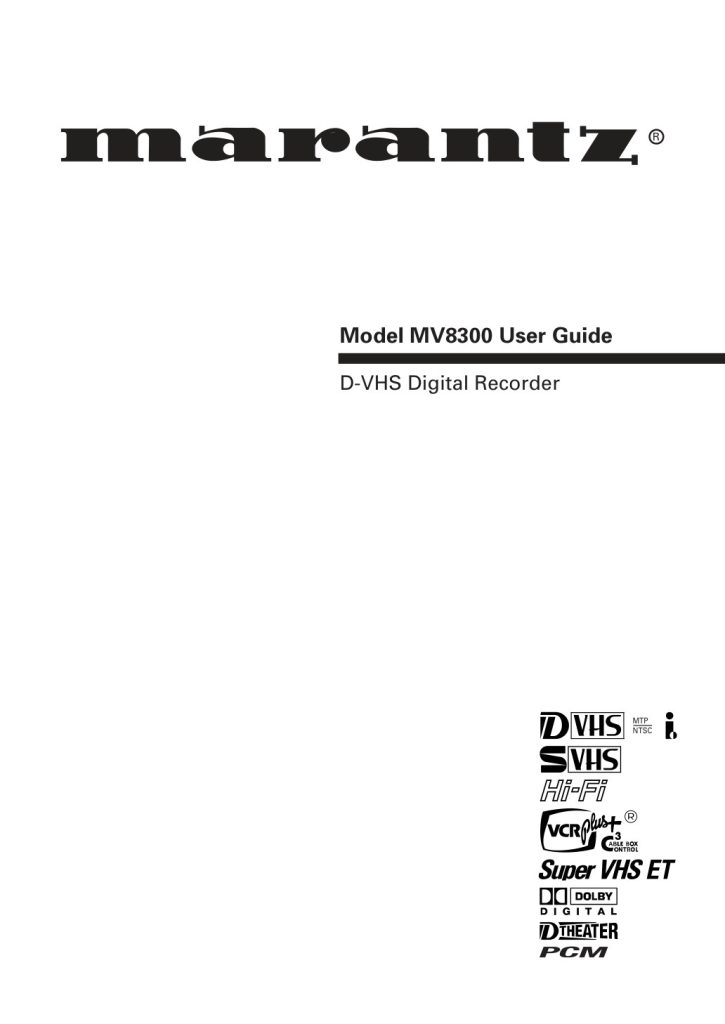 Marantz MV-8300 D-VHS Owner Manual EN (Instant Download)