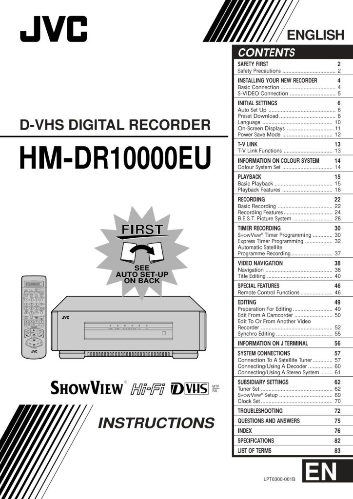 JVC HM-DR10000EU D-VHS Instructions EN (Instant Download)