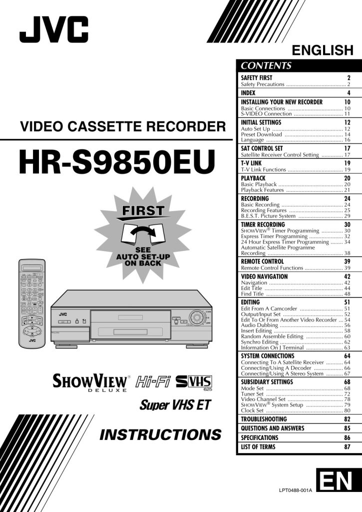 JVC HR-S9850EU S-VHS Instructions EN (Instant Download)