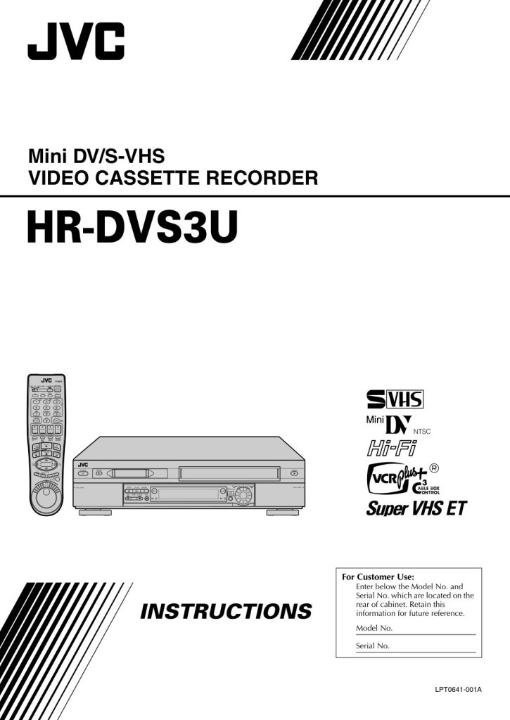JVC HR-DVS3U MiniDV / S-VHS Manual EN (Instant Download)