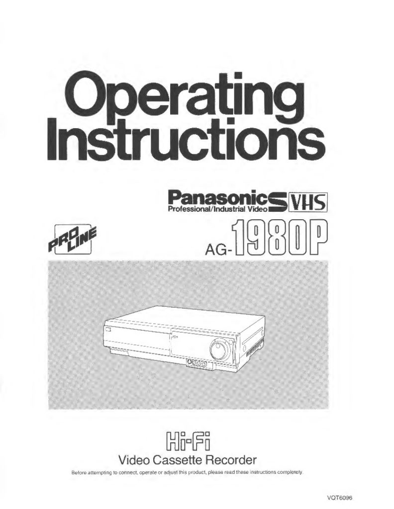 Panasonic AG-1980P S-VHS Operating Instructions EN (Instant Download)