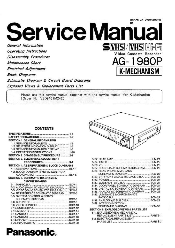 Panasonic AG-1980P S-VHS Service Manual EN (Instant Download)
