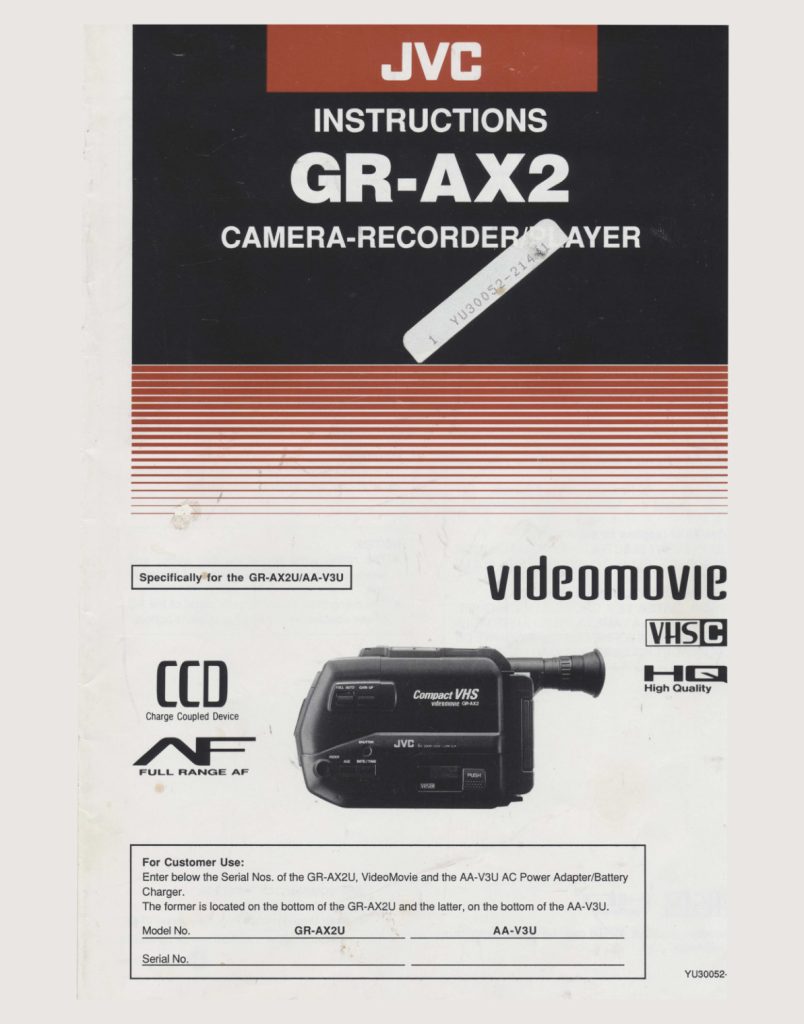 JVC GR-AX2U VHS-C Owner Manual EN (Instant Download)