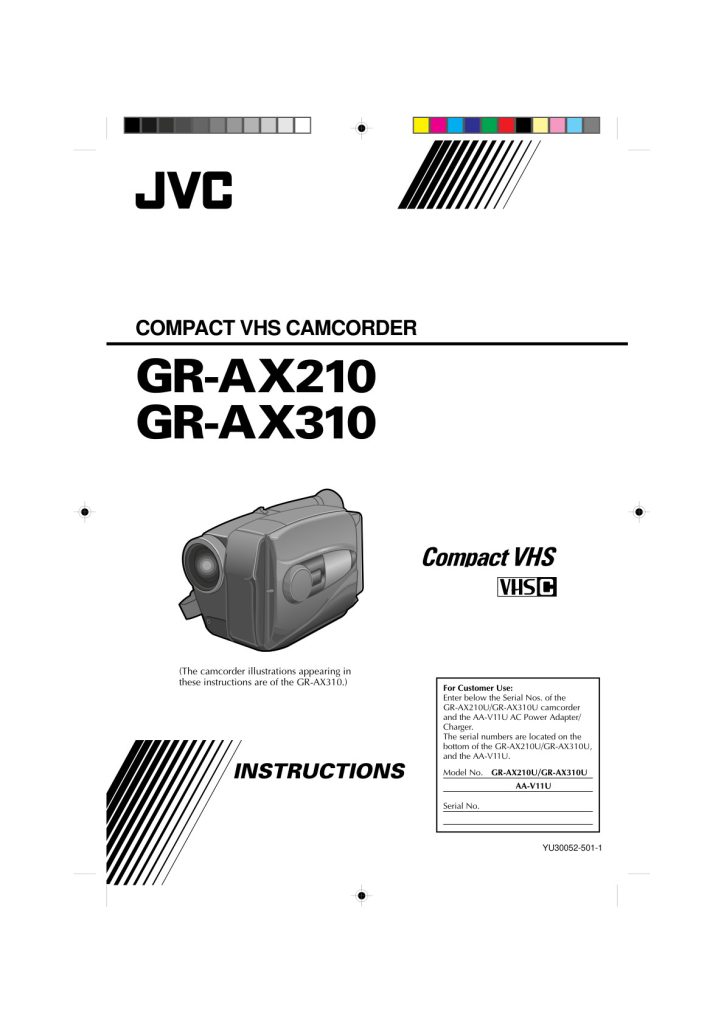 JVC GR-AX210 / GR-AX310 VHS-C Owner Manual EN (Instant Download)