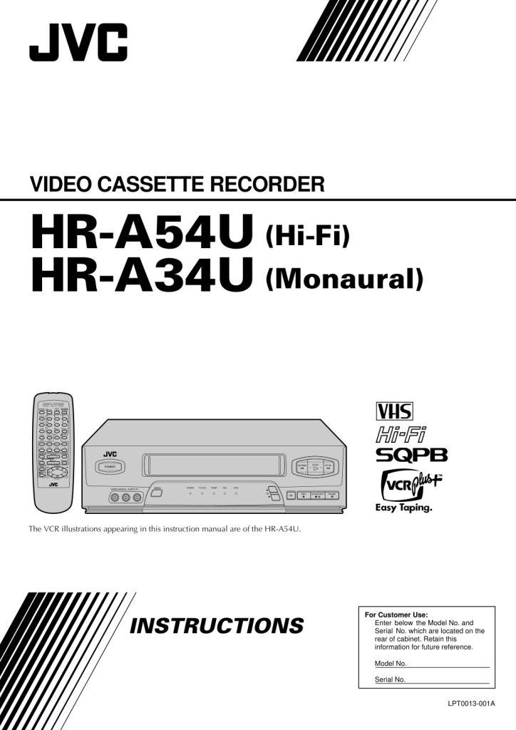 JVC HR-A54U VHS Owner Manual EN (Instant Download)