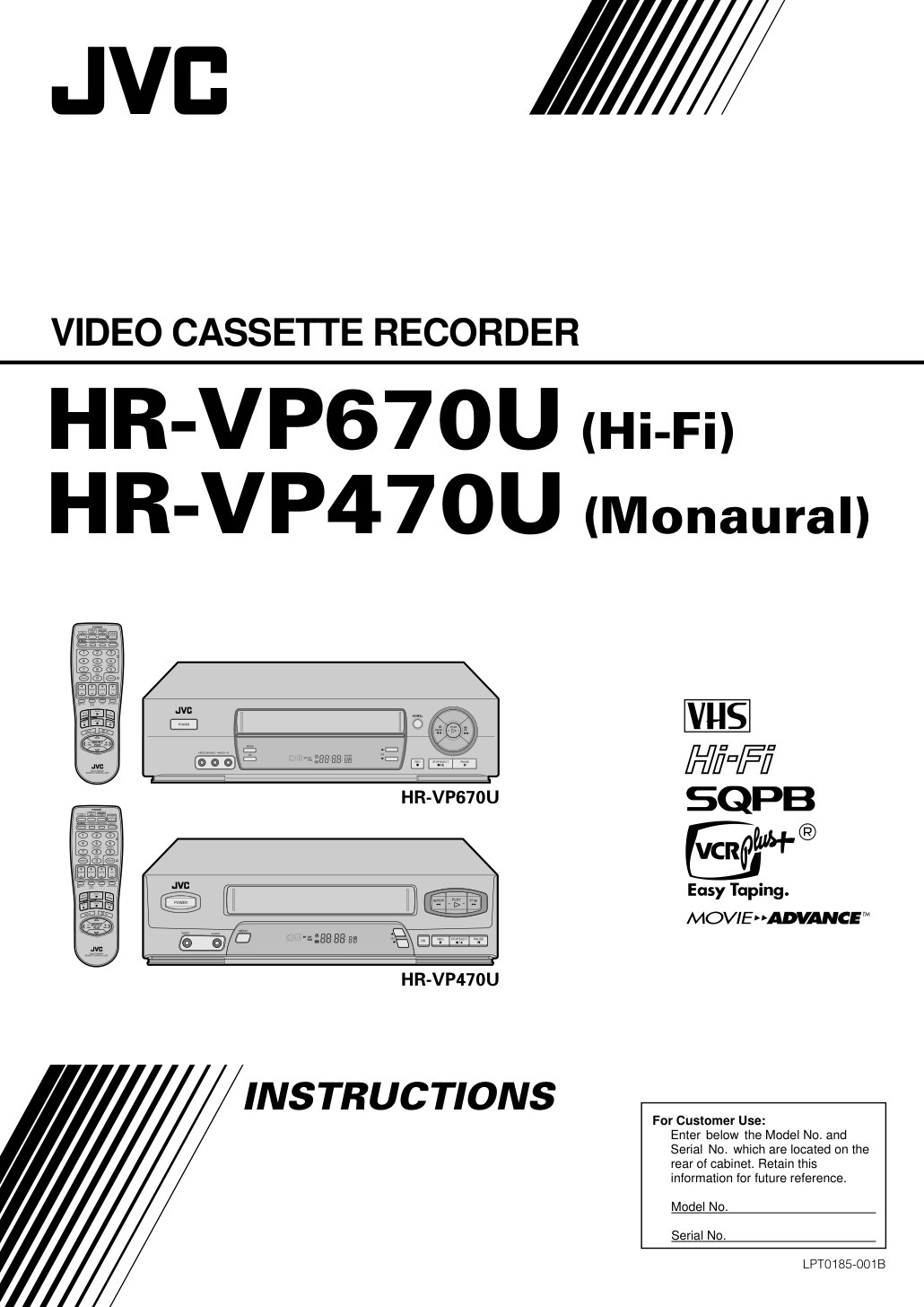 JVC HR-VP670U VHS Owner Manual EN (Instant Download)