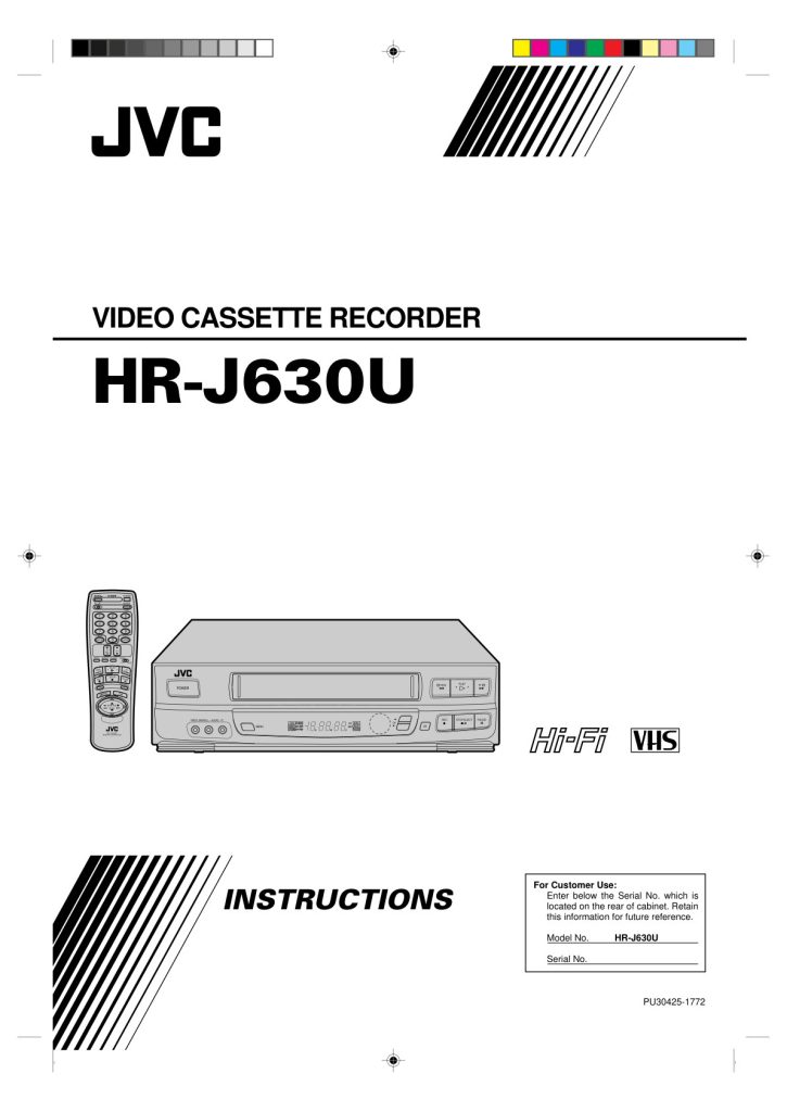 JVC HR-J630U VHS Owner Manual EN (Instant Download)