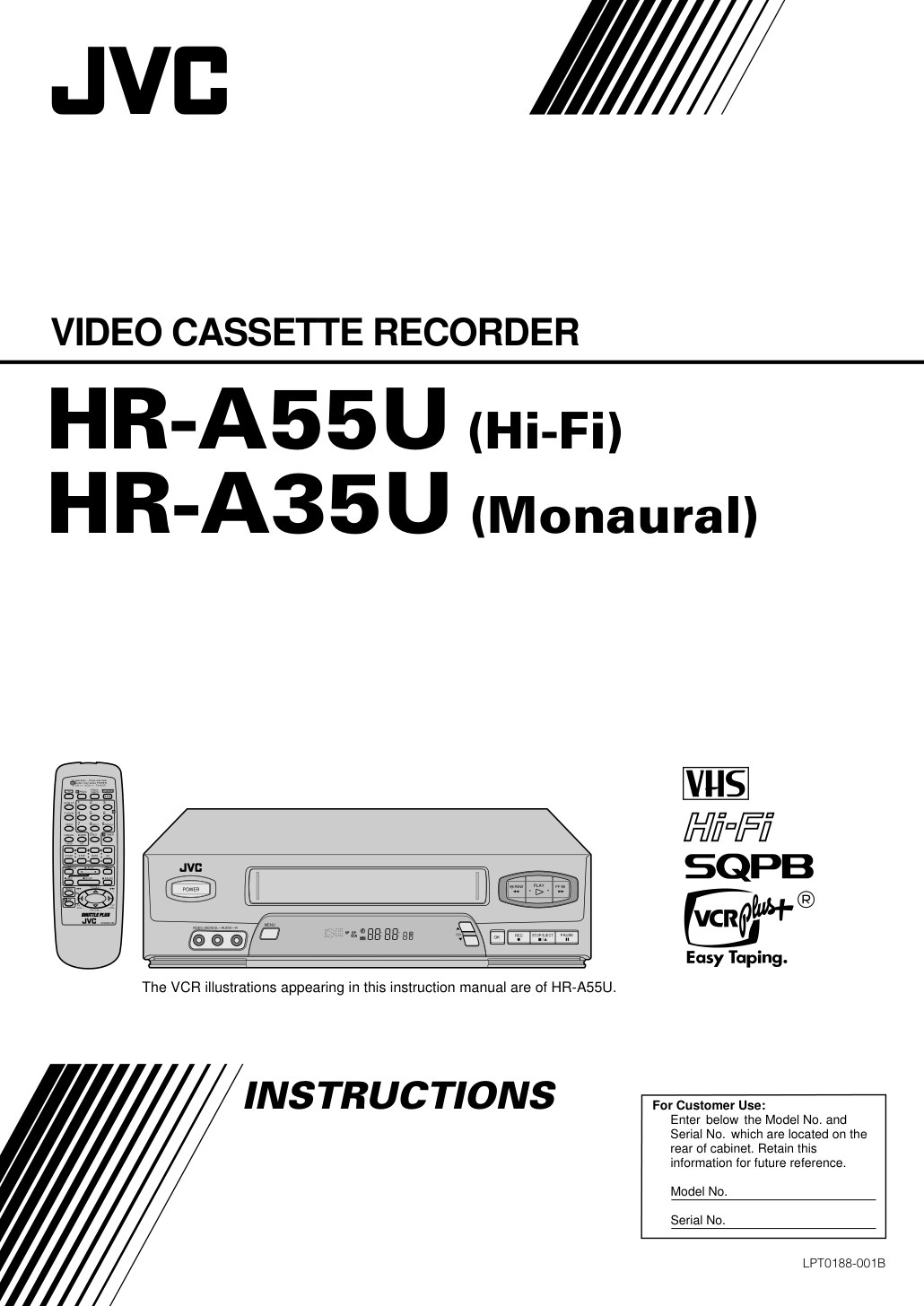 JVC HR-A55U / HR-A35U VHS Owner Manual EN (Instant Download)