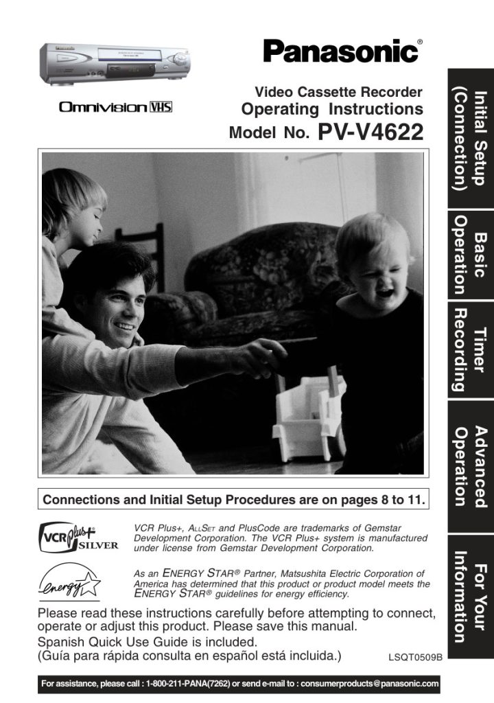 Panasonic PV-V4622 VHS Owner Manual EN (Instant Download)