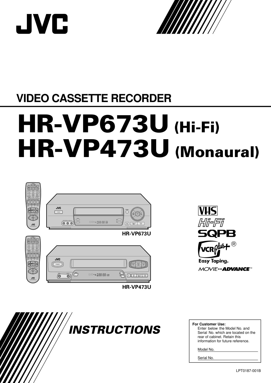 JVC HR-VP473U VHS Owner Manual EN (Instant Download)