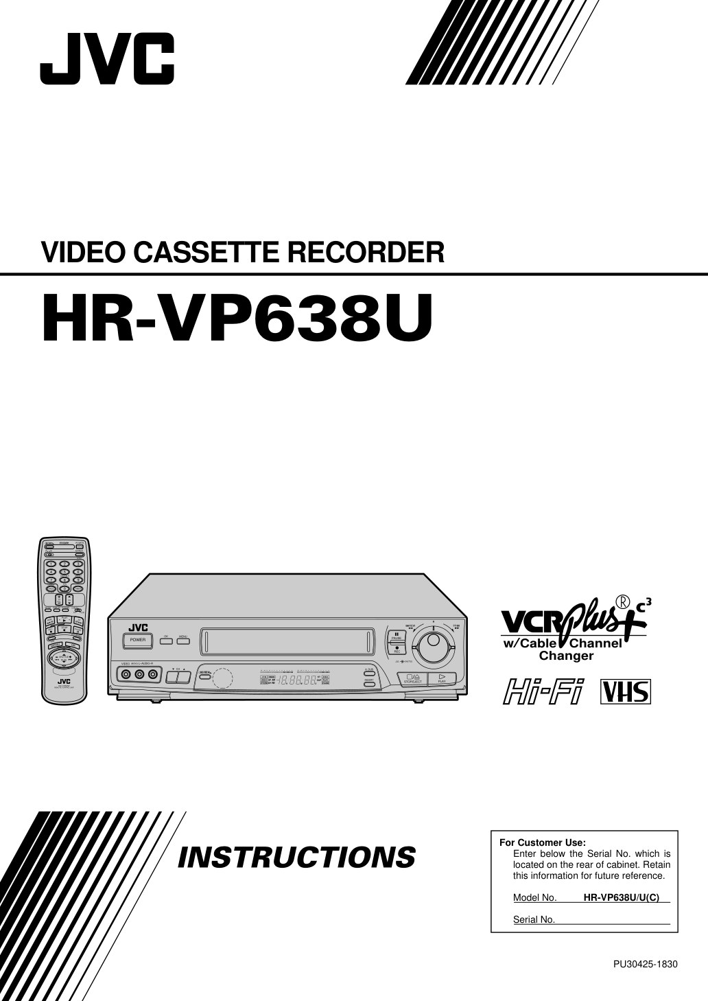 JVC HR-VP638U VHS Owner Manual EN (Instant Download)