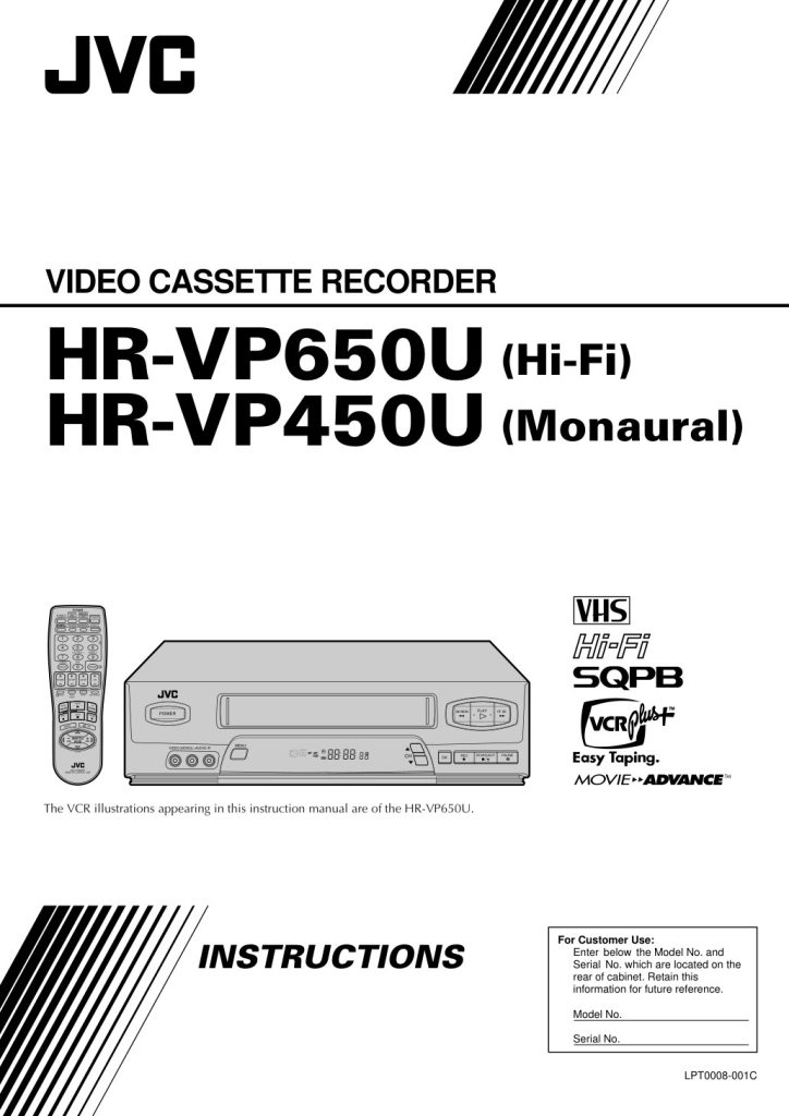JVC HR-VP650U / HR-VP450U VHS Owner Manual EN (Instant Download)