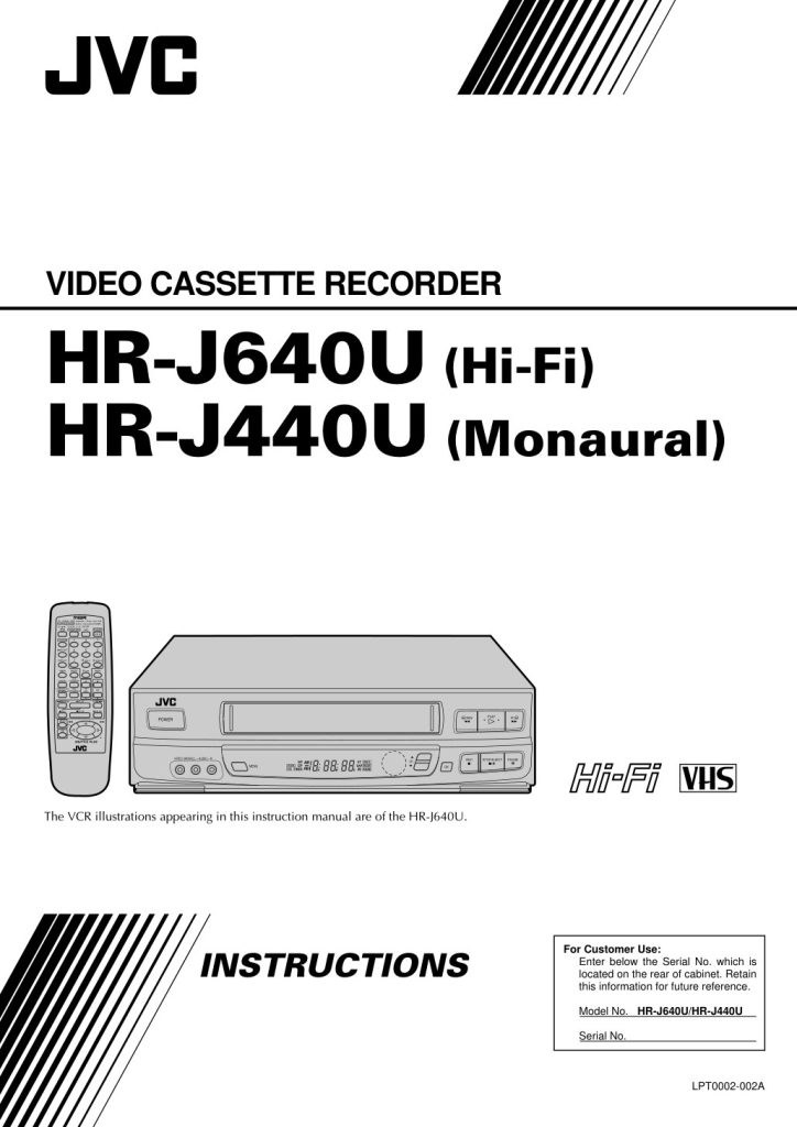 JVC HR-J440U VHS Owner Manual EN (Instant Download)
