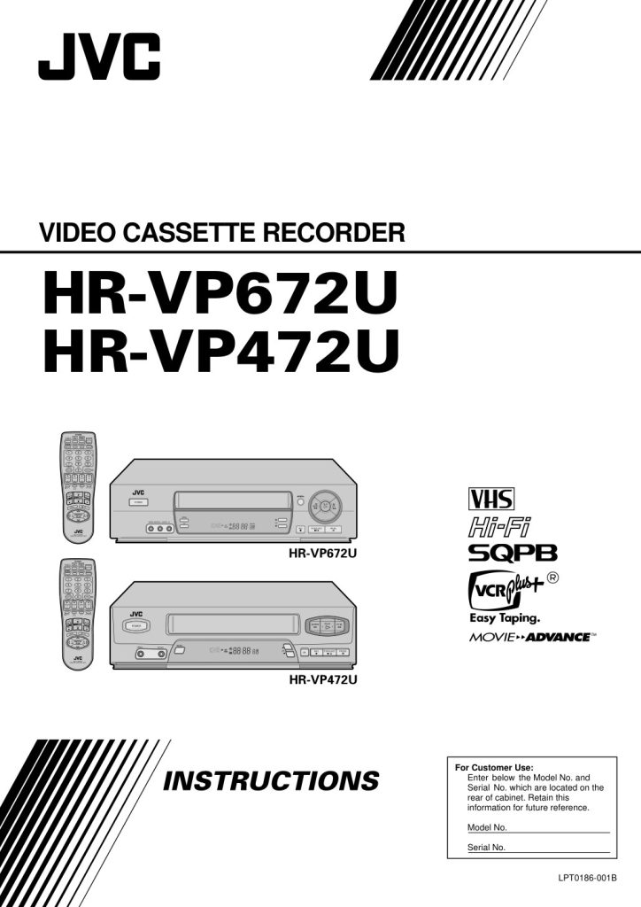 JVC HR-VP472U / HR-VP672U VHS Owner Manual EN (Instant Download)