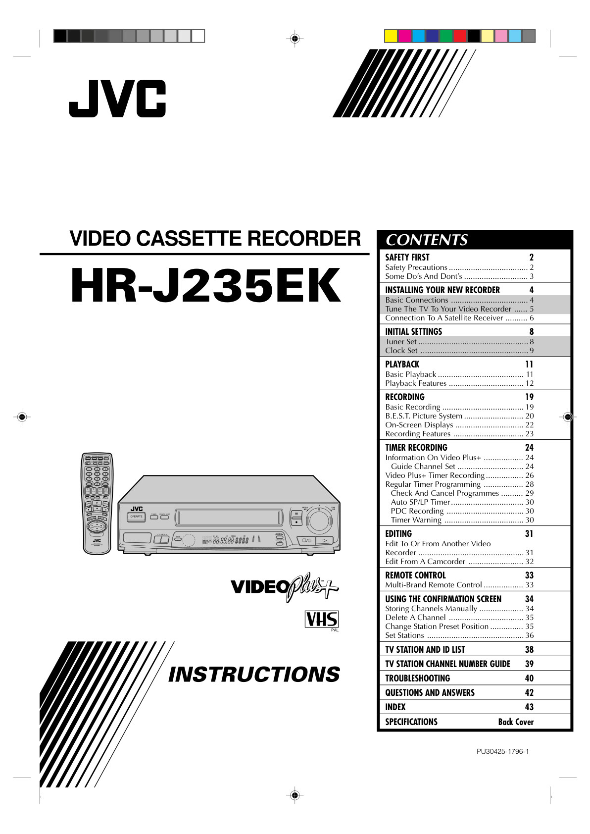 JVC HR-J235EK VHS Owner Manual EN (Instant Download)