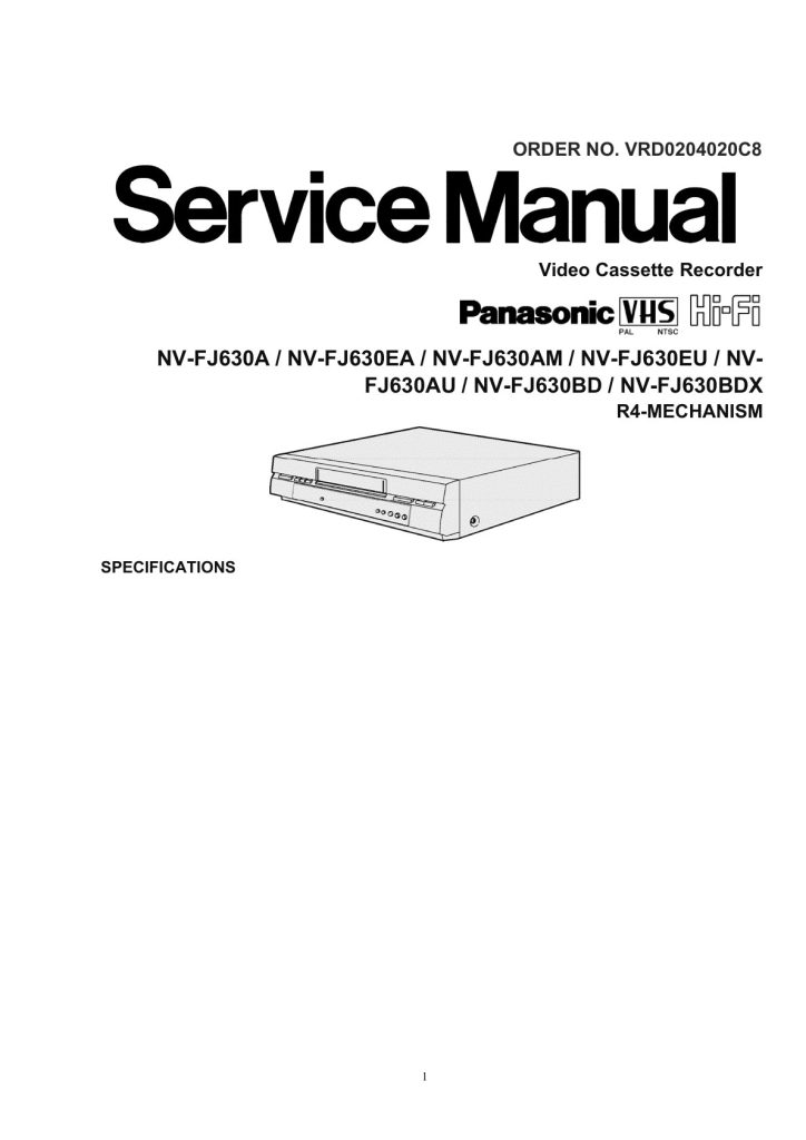 Panasonic NV-FJ630A VHS Service Manual EN (Instant Download)