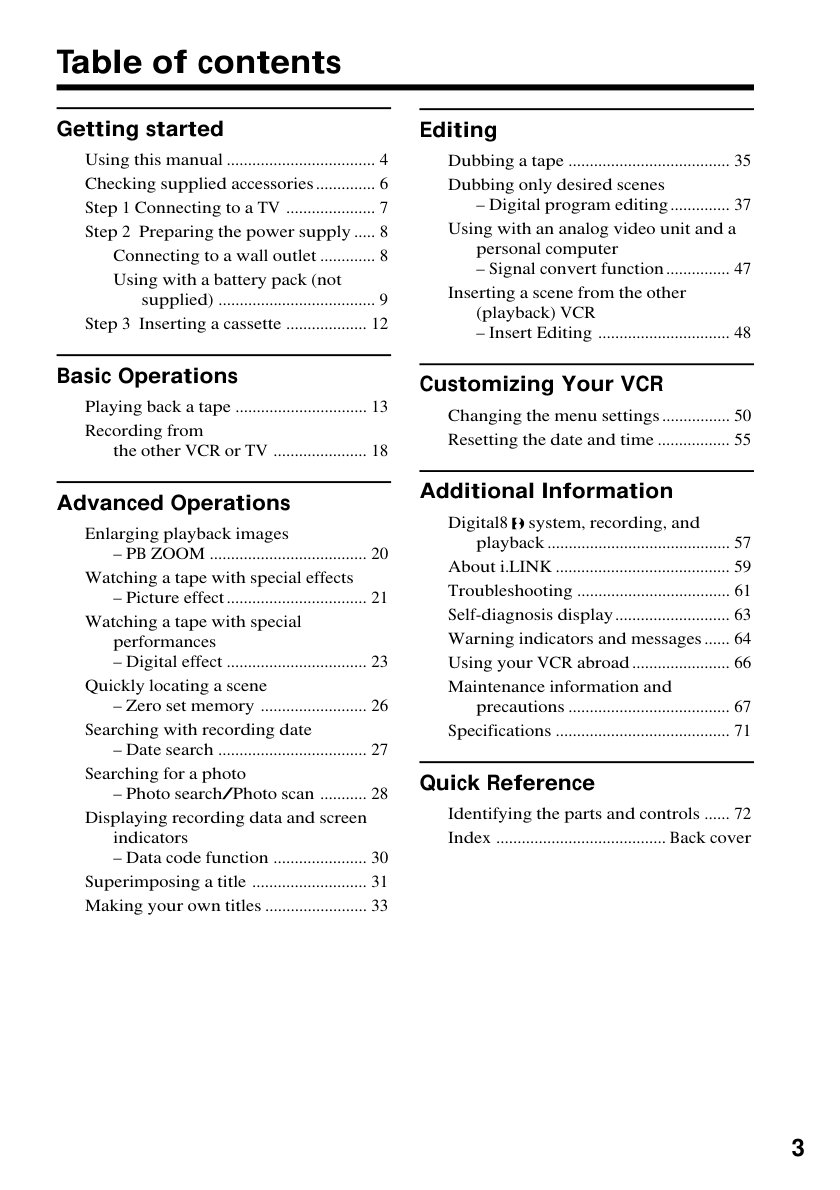 Sony GV-D800 Digital8 Owner Manual EN (Instant Download) - Image 2