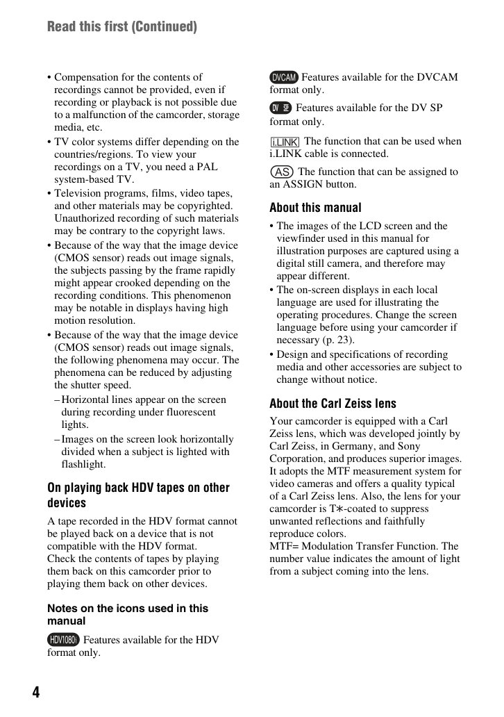 Sony HVR-Z7E HDV Owner Manual EN (Instant Download) - Image 2