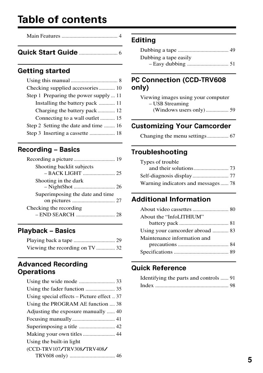 Sony CCD-TRV608 Video8 / Hi8 Owner Manual EN (Instant Download) - Image 2