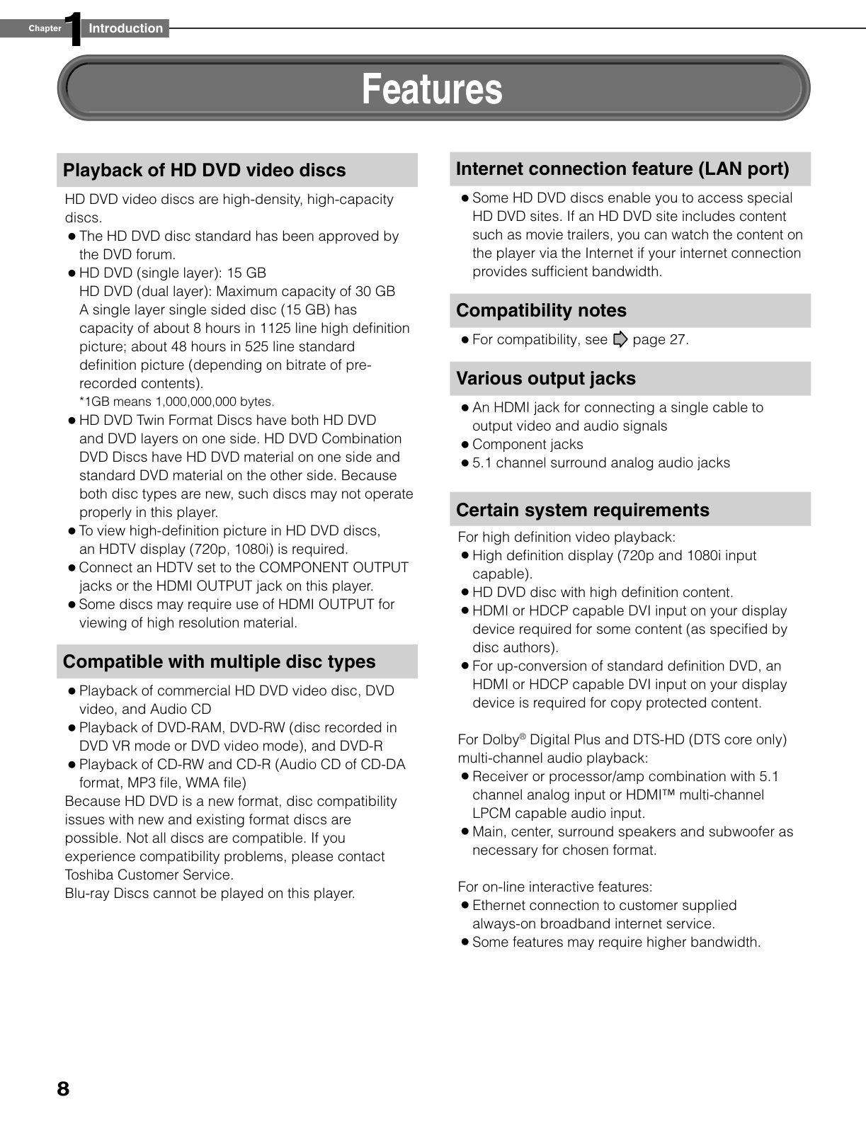Toshiba HD-DVD HD-XA1 User Manual (Instant Download) - Image 2