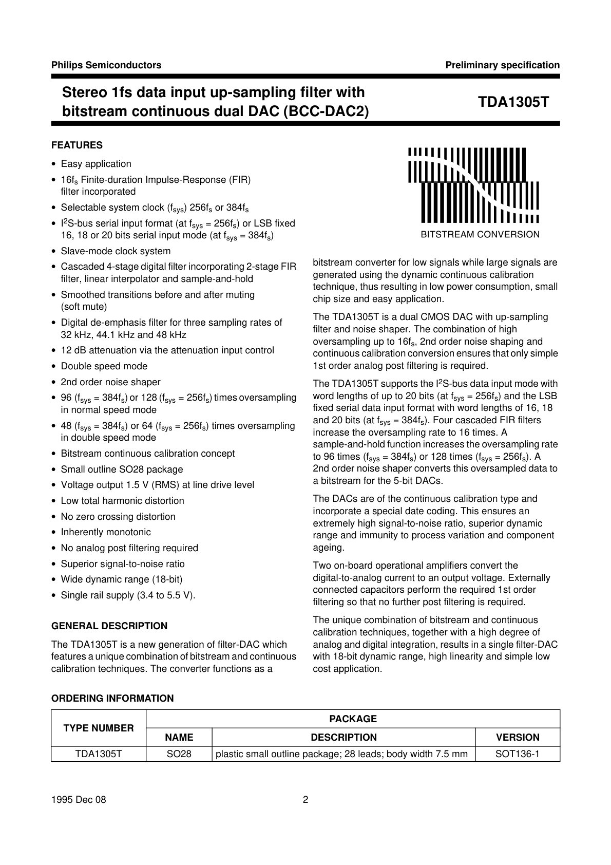 TDA1305 Datasheet (Instant Download) - Image 2