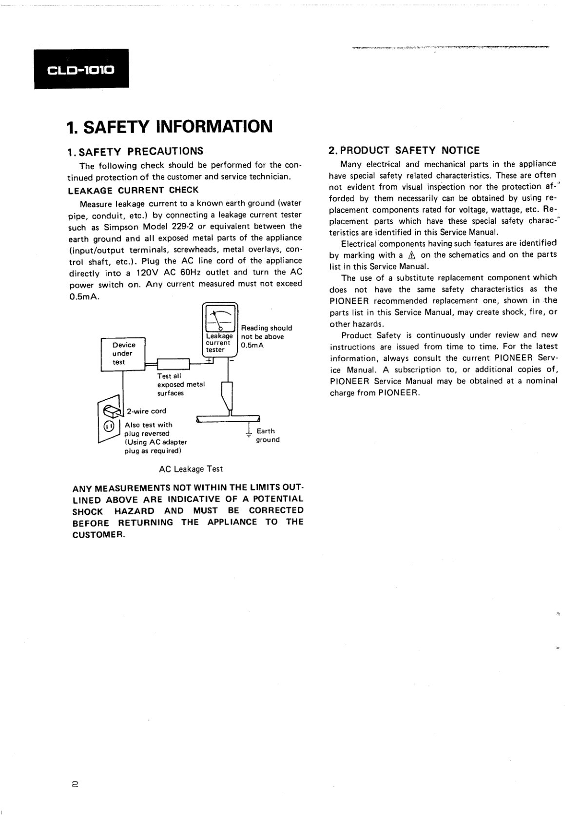 CLD-1010-EN Service Manual (Instant Download) - Image 2