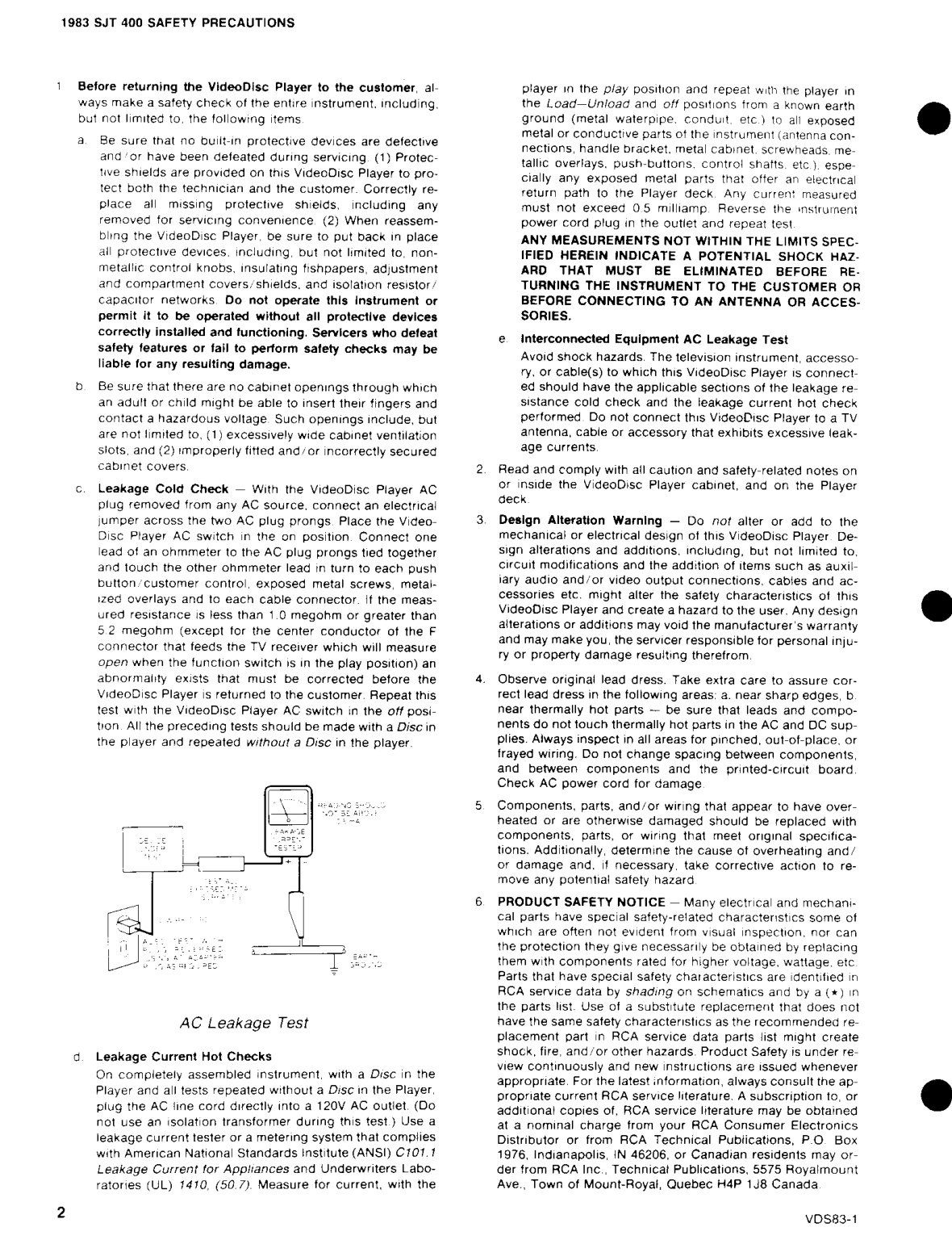 RCA-SJT-400-EN Service Manual Scan (Instant Download) - Image 2