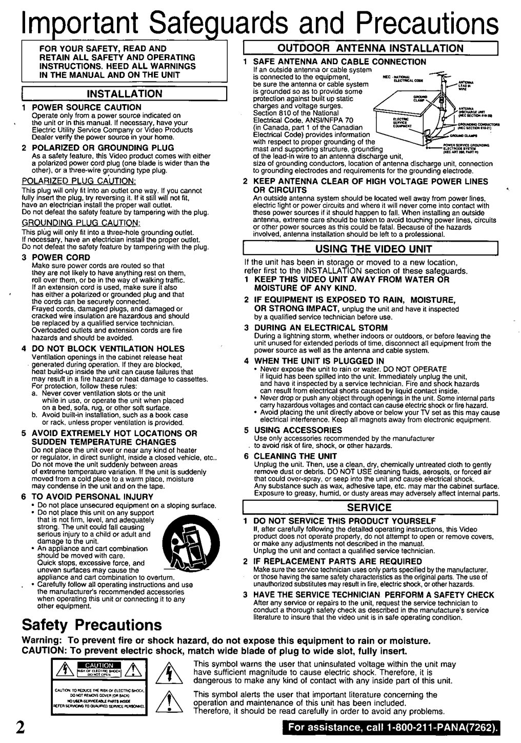 Panasonic PV-9400 VHS Owner Manual EN (Instant Download) - Image 2