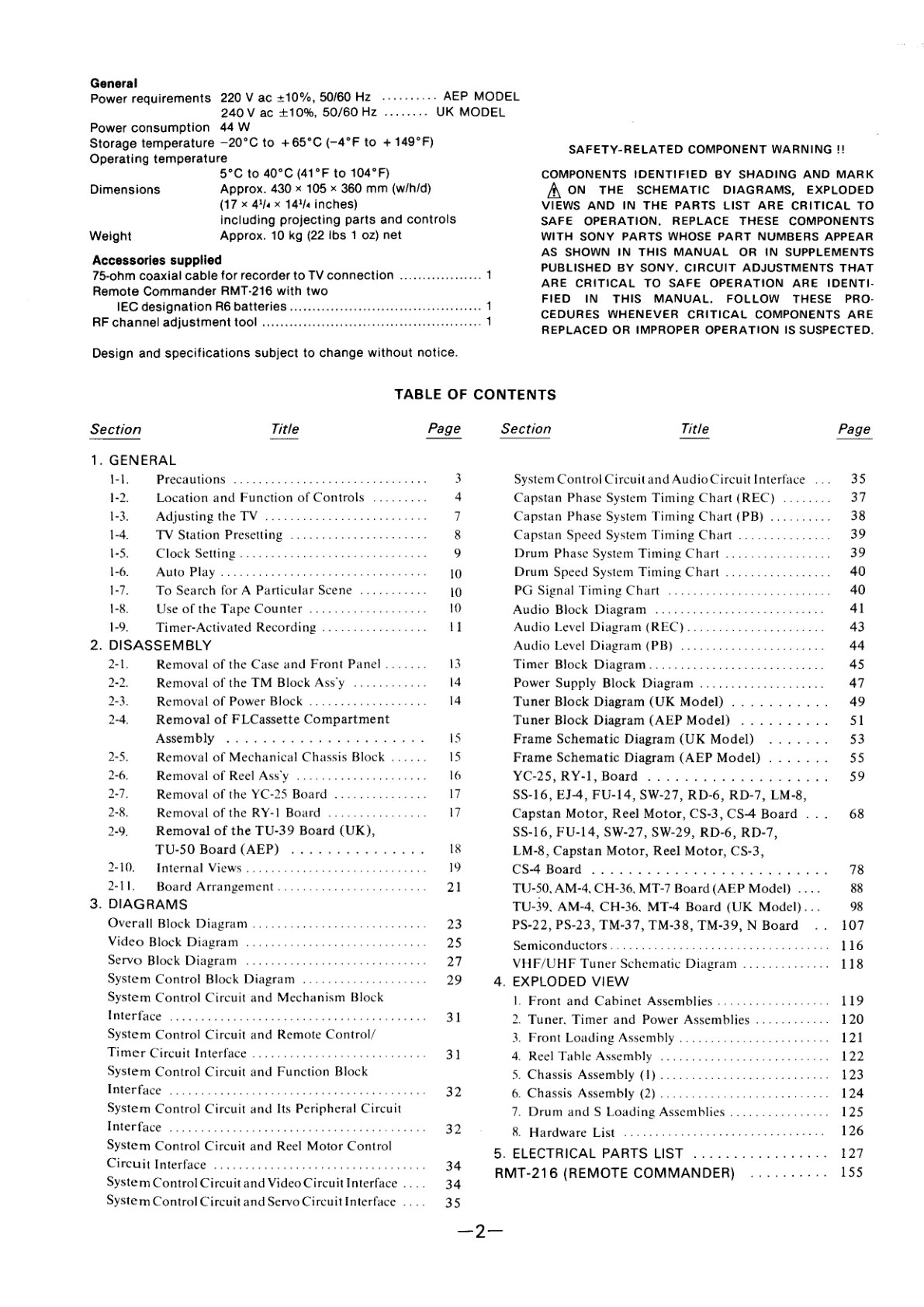 Sony SL-C40 Betamax Service Manual (Instant Download) - Image 2
