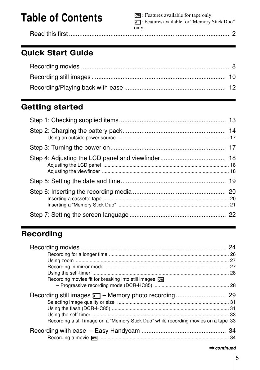 Sony DCR-HC65 MiniDV Owner Manual EN (Instant Download) - Image 3