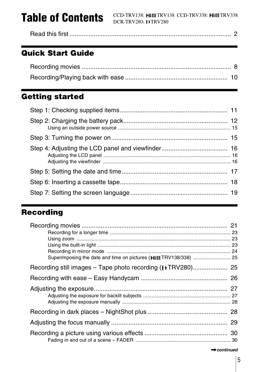 Sony CCD-TRV338 Video8 / Hi8 Owner Manual EN (Instant Download) - Image 3