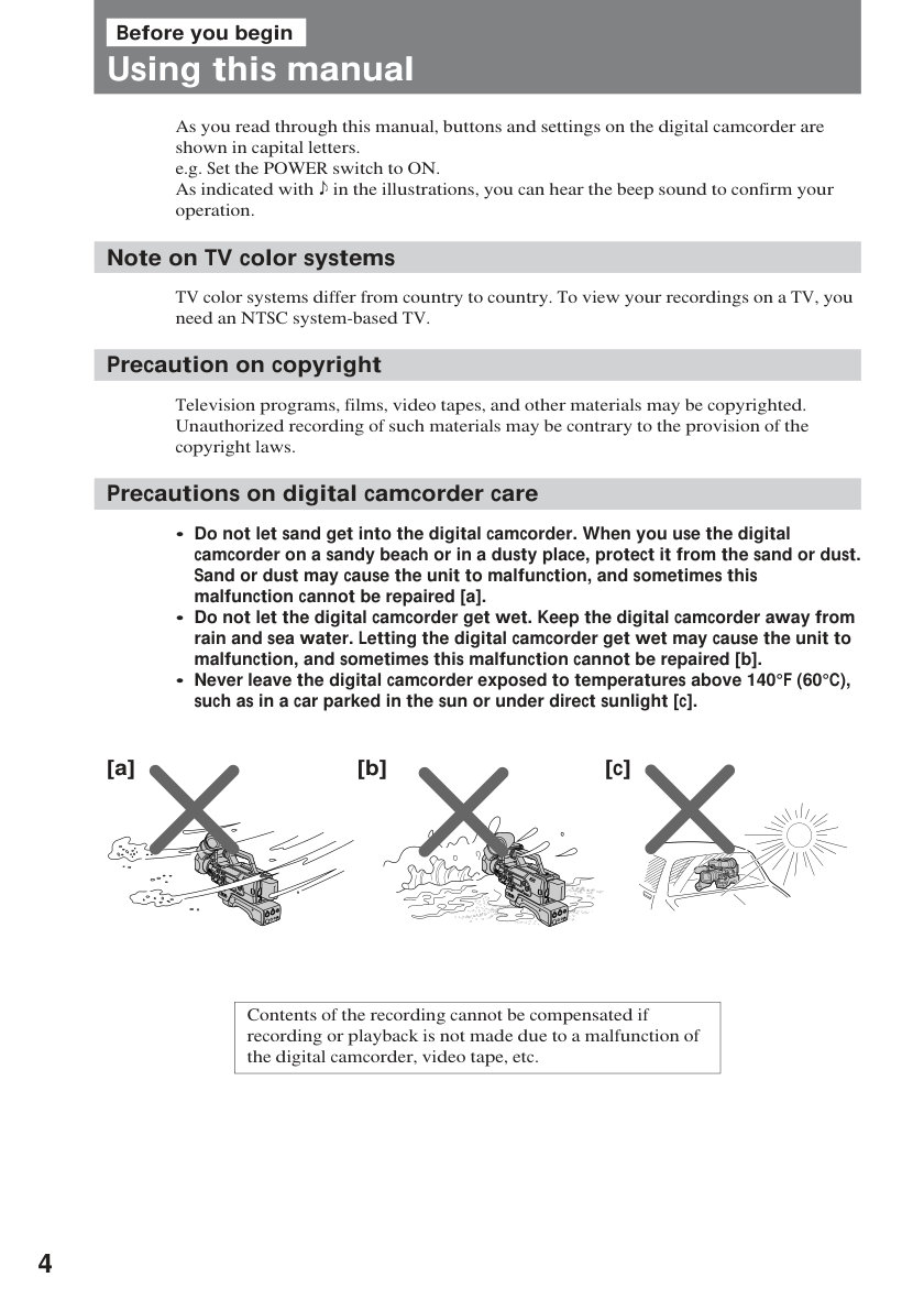 Sony DSR-200A DVCAM Owner Manual EN (Instant Download) - Image 3