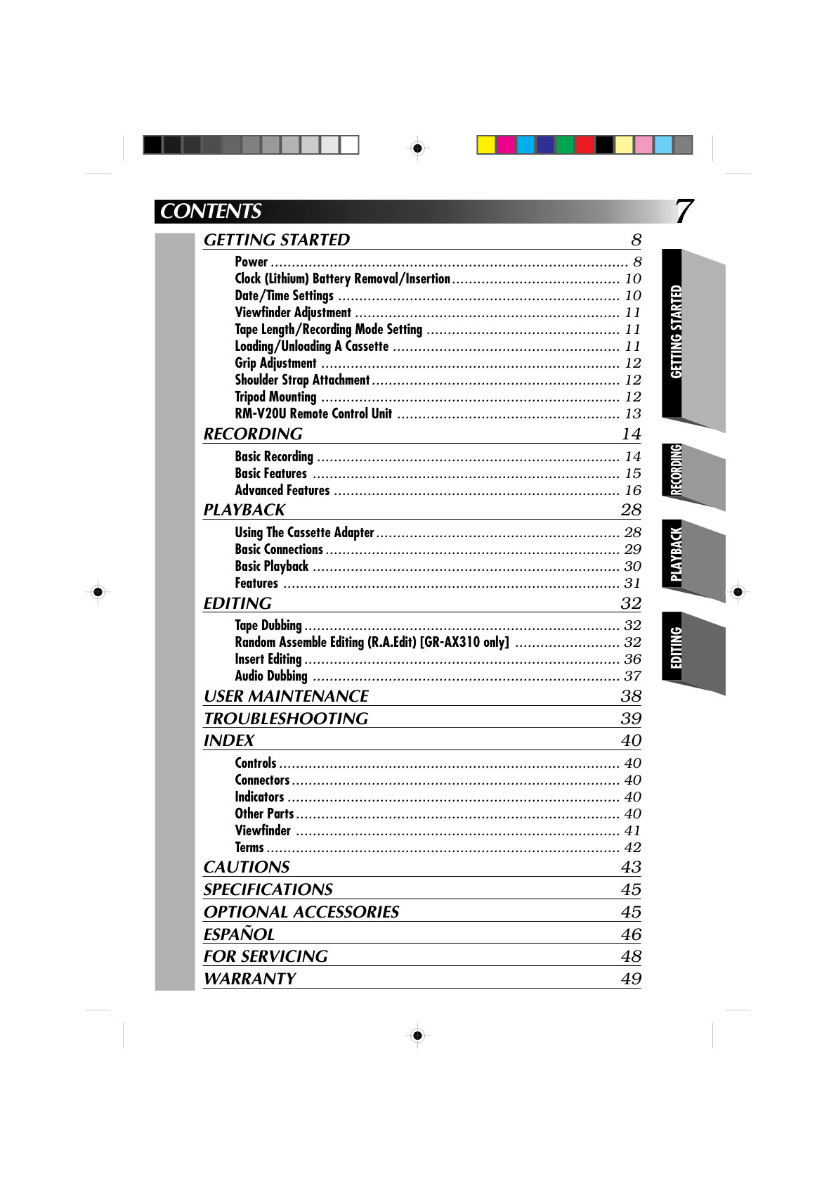 JVC GR-AX210 / GR-AX310 VHS-C Owner Manual EN (Instant Download) - Image 3