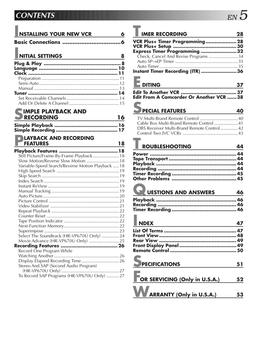 JVC HR-VP670U VHS Owner Manual EN (Instant Download) - Image 3