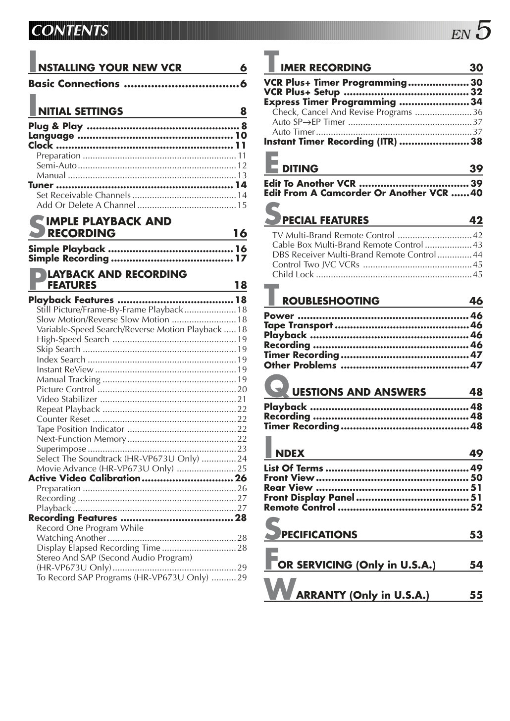 JVC HR-VP473U VHS Owner Manual EN (Instant Download) - Image 3