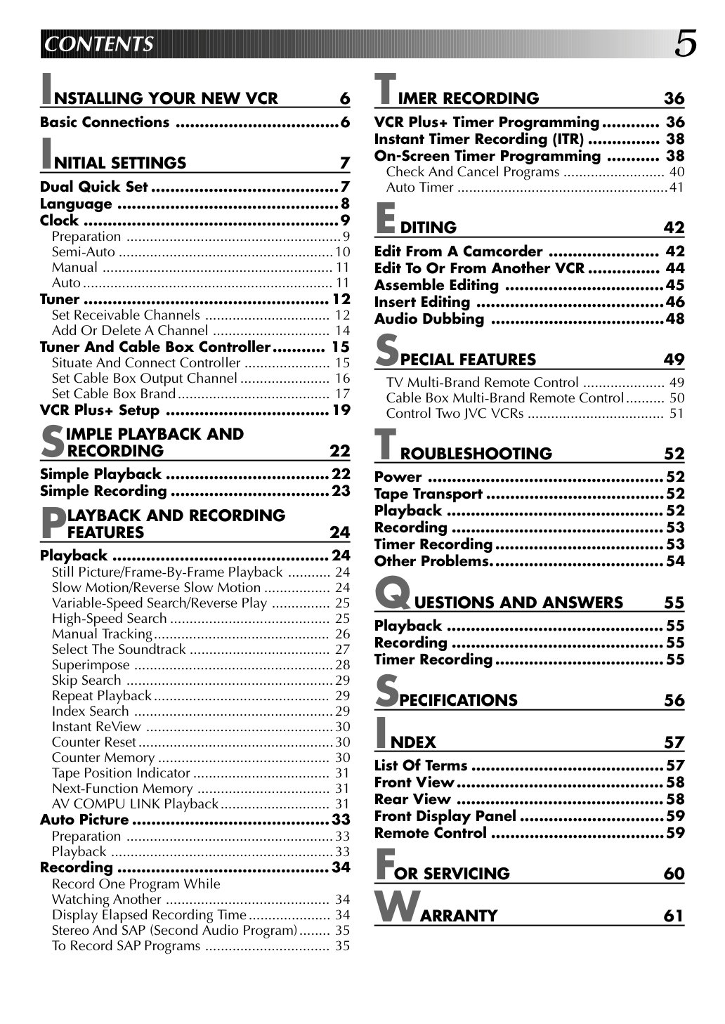 JVC HR-VP638U VHS Owner Manual EN (Instant Download) - Image 3