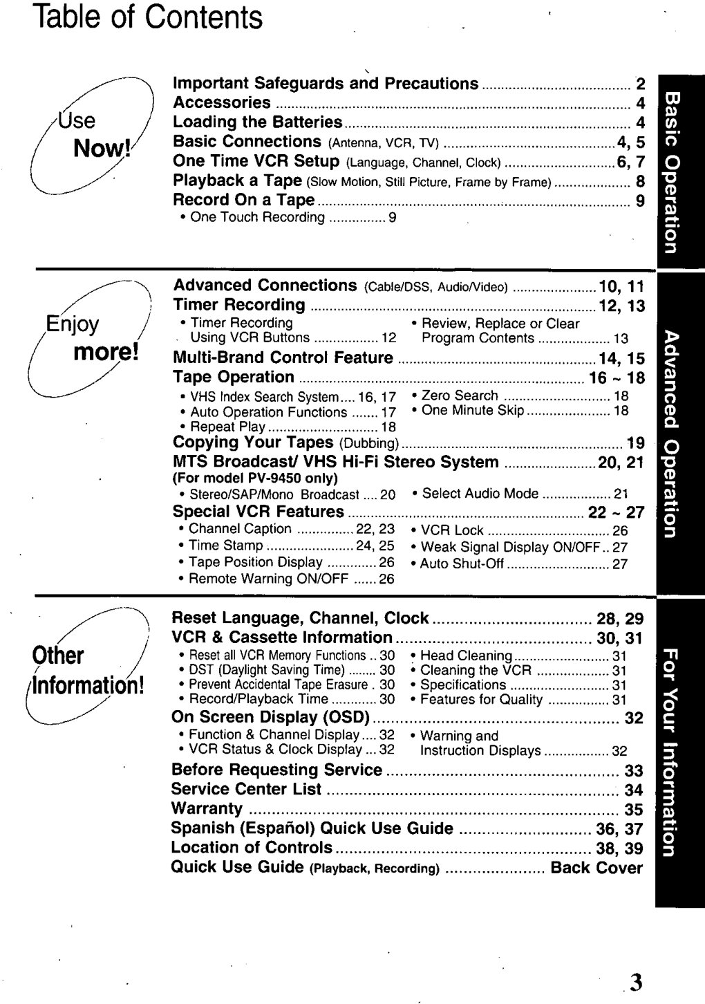 Panasonic PV-9400 VHS Owner Manual EN (Instant Download) - Image 3