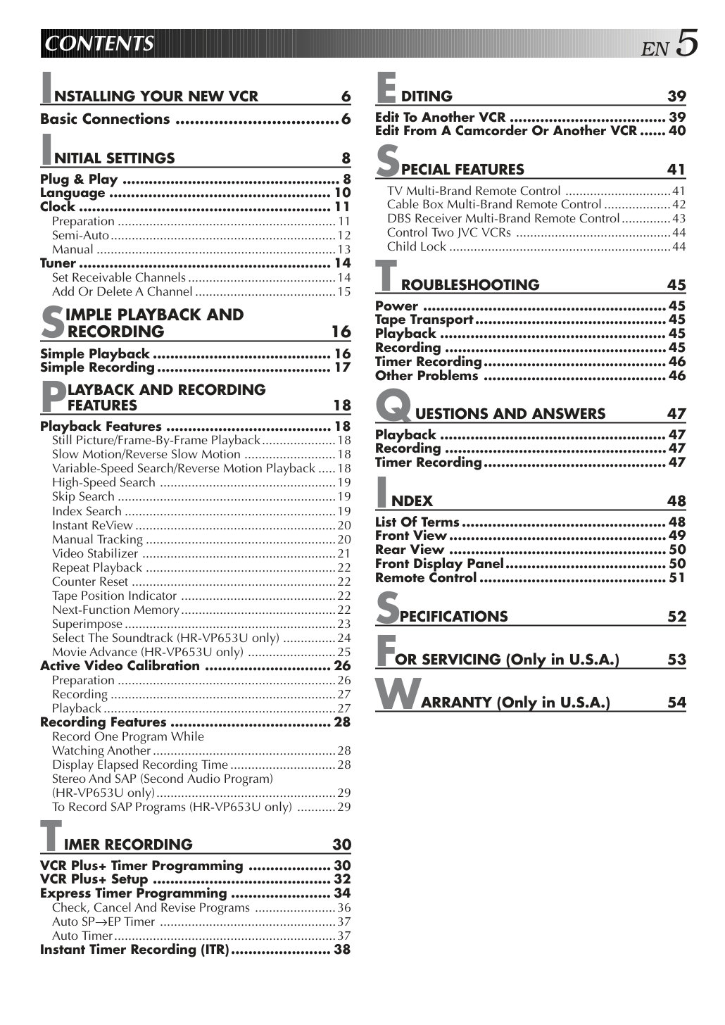 JVC HR-VP453U VHS Owner Manual EN (Instant Download) - Image 3