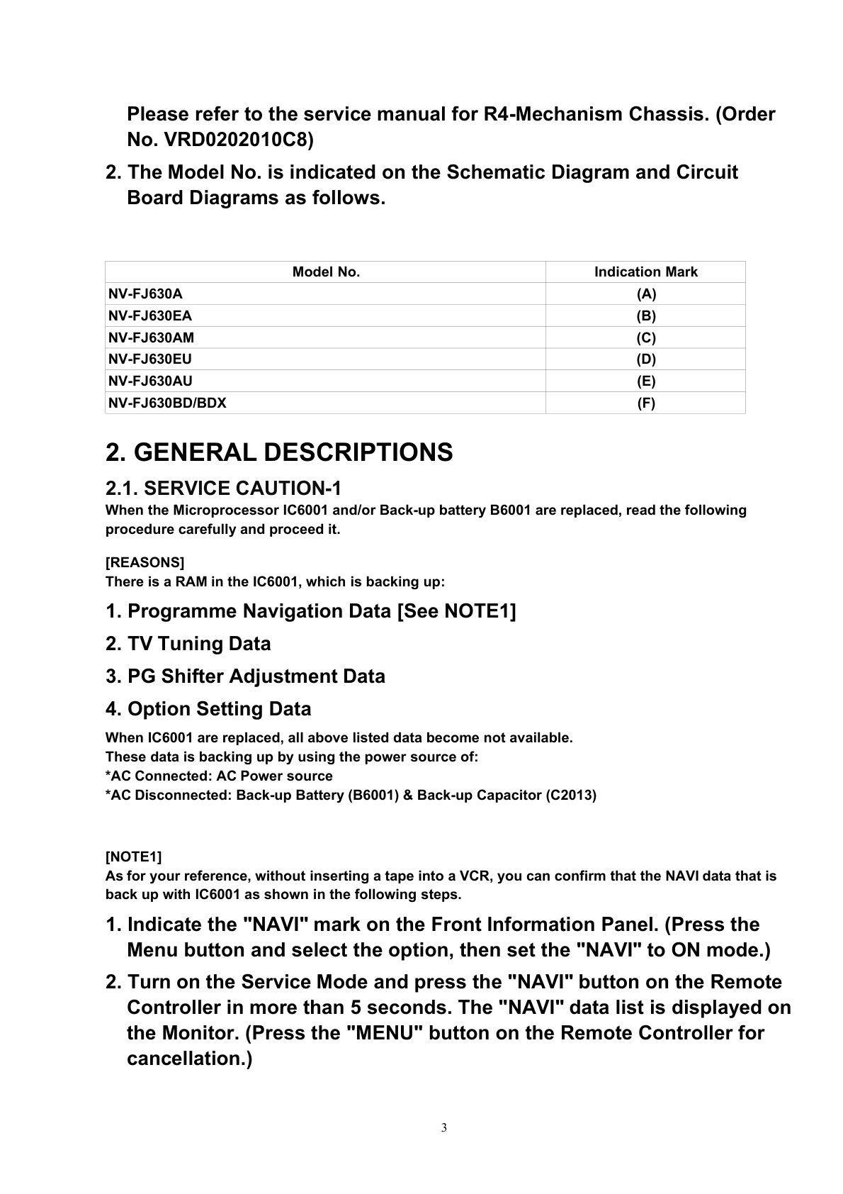 Panasonic NV-FJ630A VHS Service Manual EN (Instant Download) - Image 3