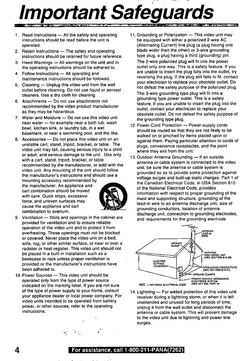 Panasonic PV-L850 Video8 / Hi8 Owner Manual EN (Instant Download) - Image 4