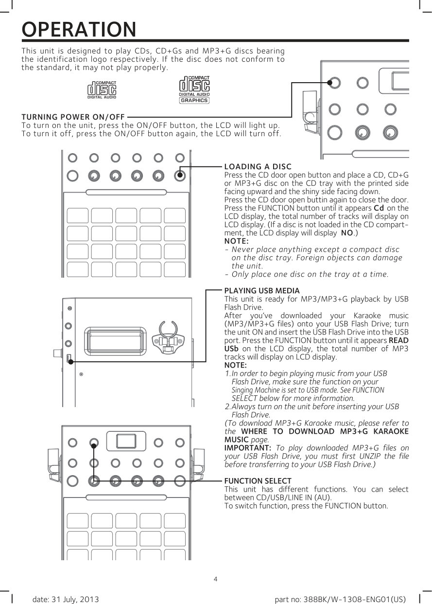 Singing Machine SML388BK CD+G Karaoke User Manual (Instant Download) - Image 5