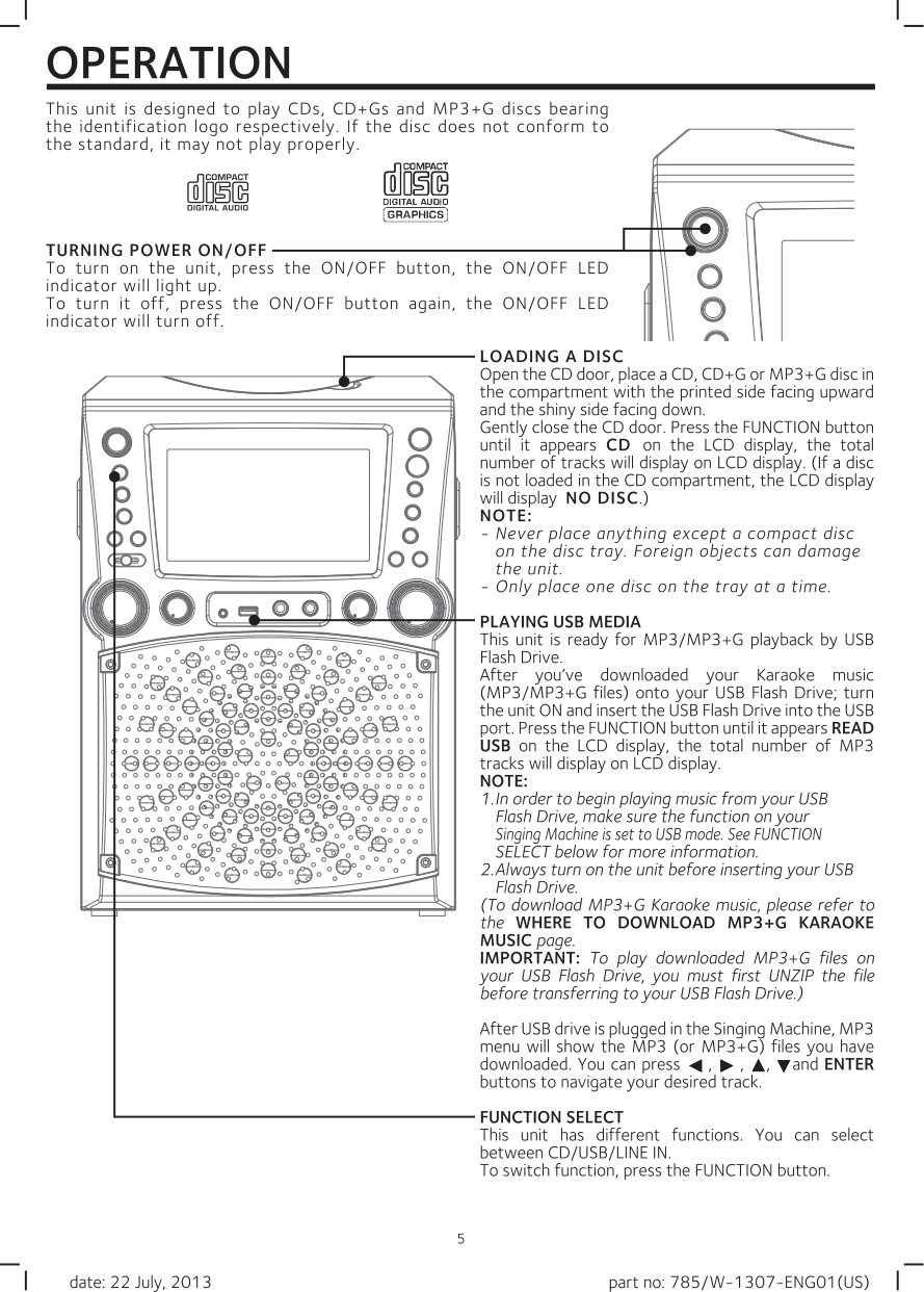 Singing Machine STVG 785 CD+G Karaoke User Manual (Instant Download) - Image 5