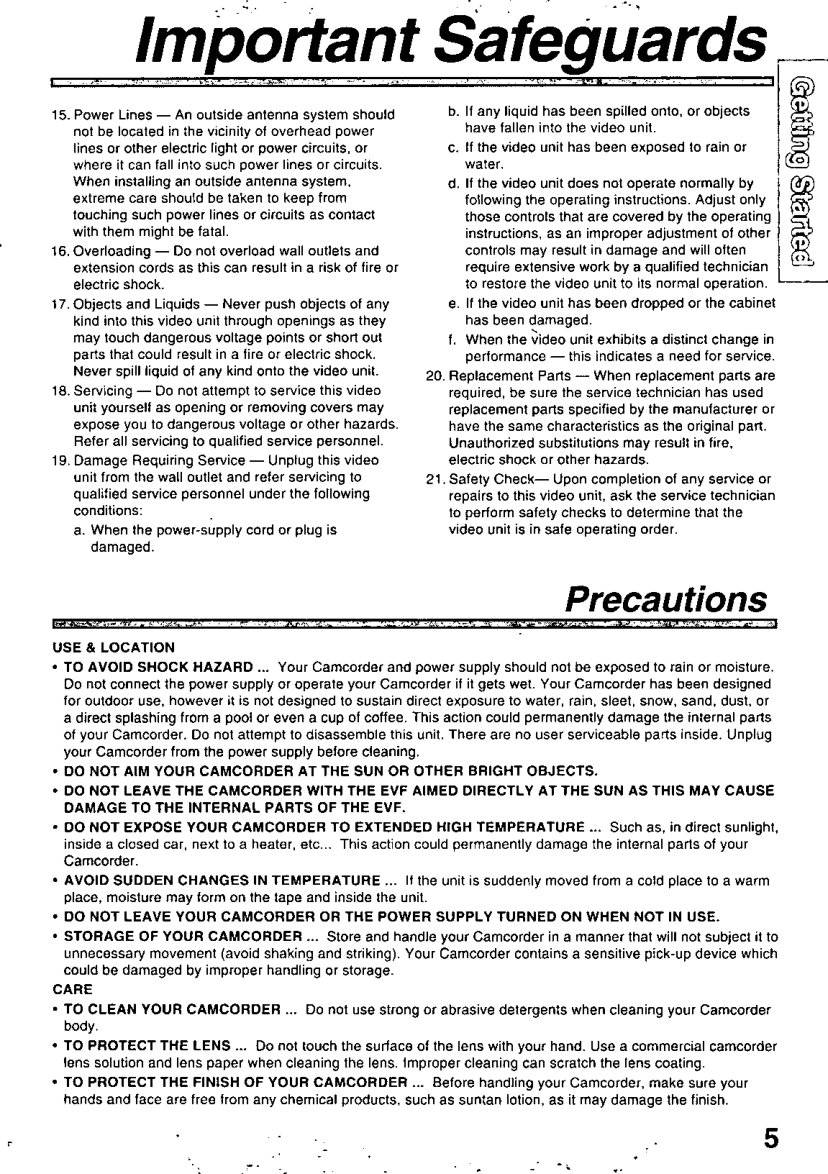 Panasonic PV-L650 Video8 / Hi8 Owner Manual EN (Instant Download) - Image 5