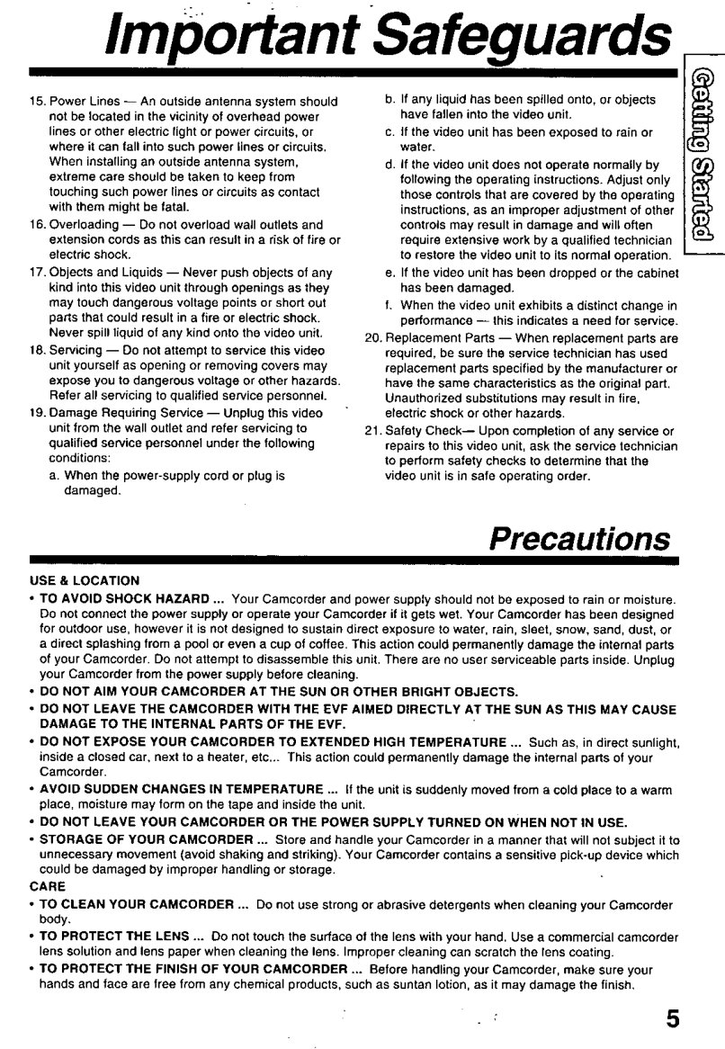 Panasonic PV-L850 Video8 / Hi8 Owner Manual EN (Instant Download) - Image 5