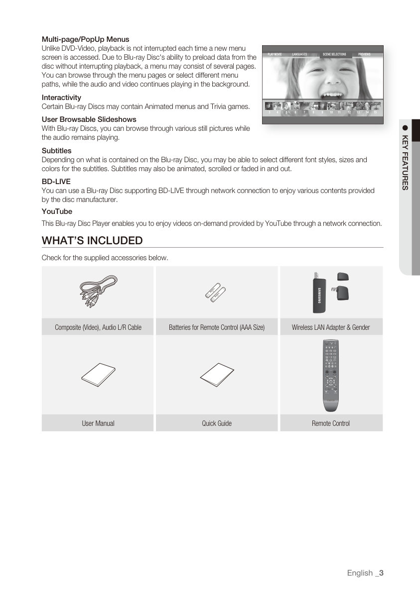Samsung BD-P3600 Blu-ray Player Owner Manual EN (Instant Download) - Image 3
